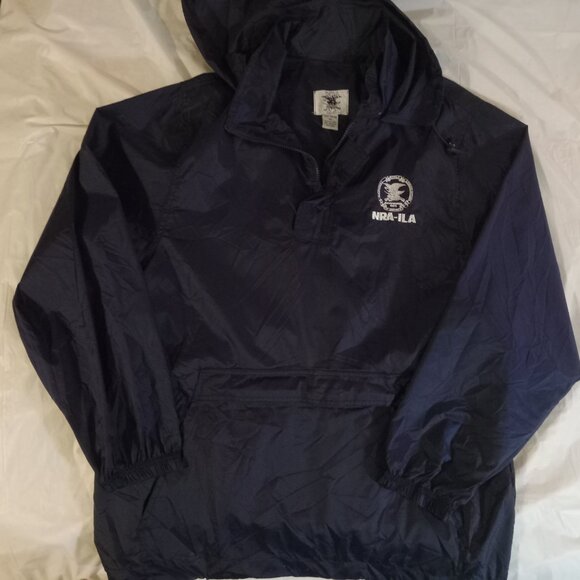 NRA Other - NRA ILA Windbreaker Pullover Jacket Hideaway Hood Blue National Rifle Men's XL